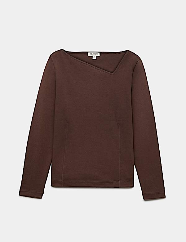 Cotton Modal Asymmetric Neck Top - NZ