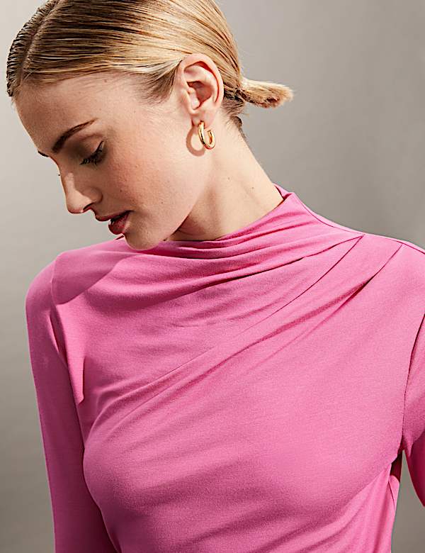 Jersey Ruched Crew Neck Top - BG