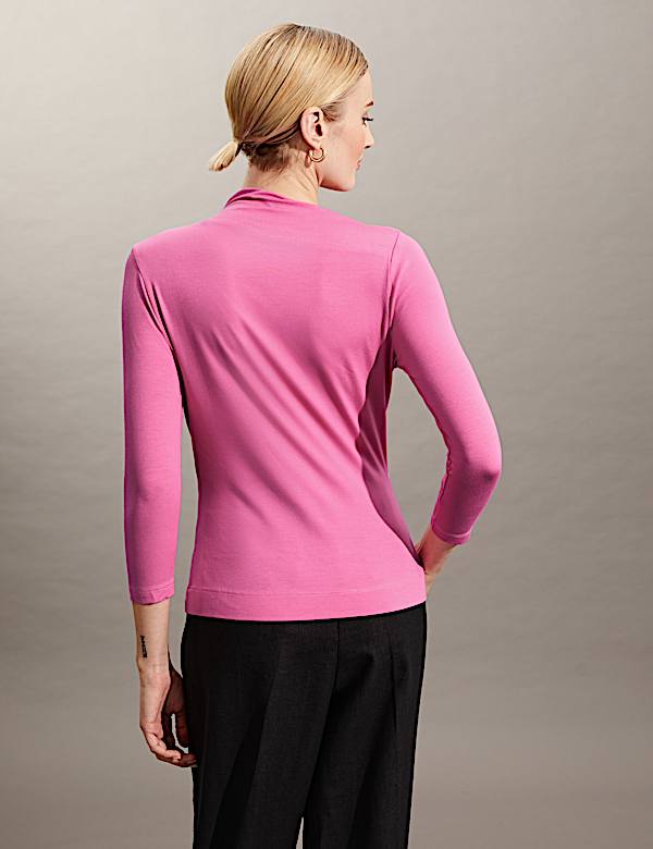 Jersey Ruched Crew Neck Top - BG