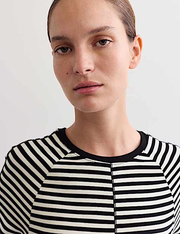Top côtelé à rayures et détail couture - FR