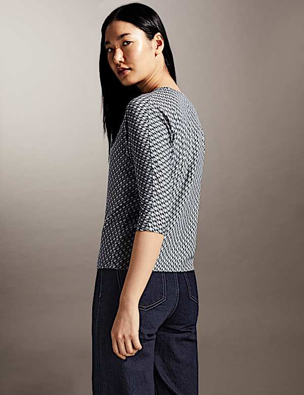 Jersey Geometric Slash Neck Top - CA