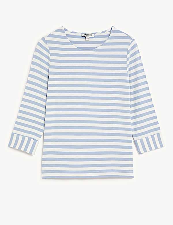 Atasan Panjang Lengan 3/4 Kerah bundar Motif Garis - ID