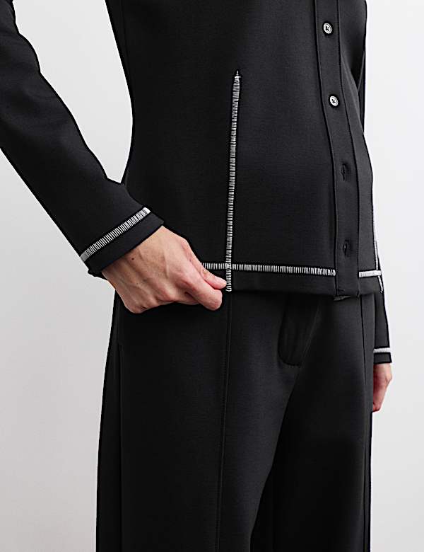 Jersey Collared Stitch Detail Shirt - BE