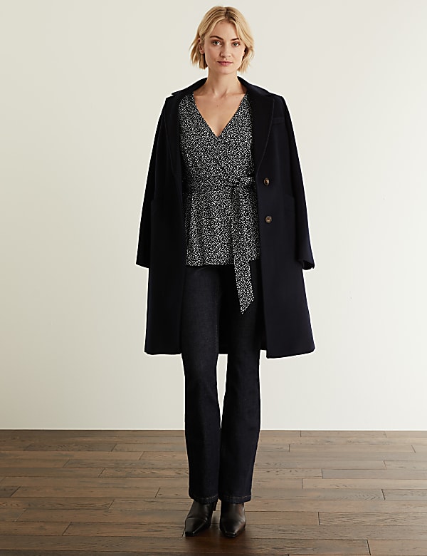 Jersey Printed V-Neck Long Sleeve Top