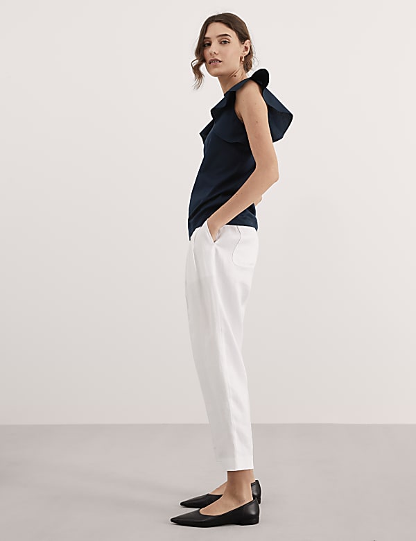 Pure Mercerised Cotton Ruffle Top - CA