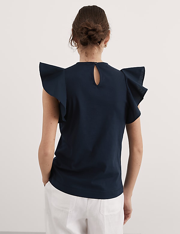 Pure Mercerised Cotton Ruffle Top - CA