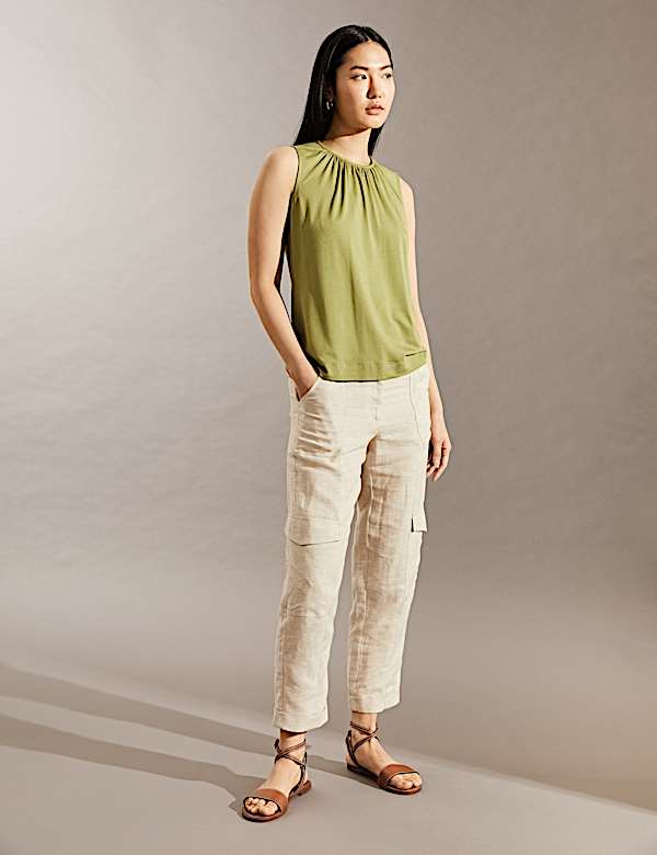 Jersey Gathered Neck Vest Top - BG