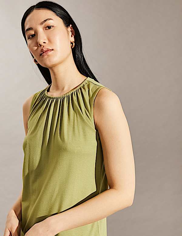 Jersey Gathered Neck Vest Top - BG