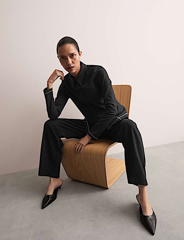 Jersey Collared Stitch Detail Shirt - CA