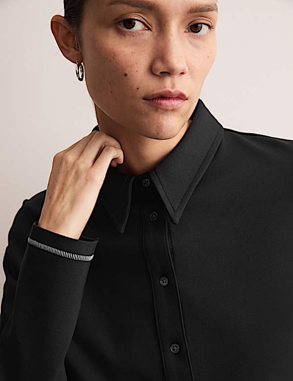 Jersey Collared Stitch Detail Shirt - CA
