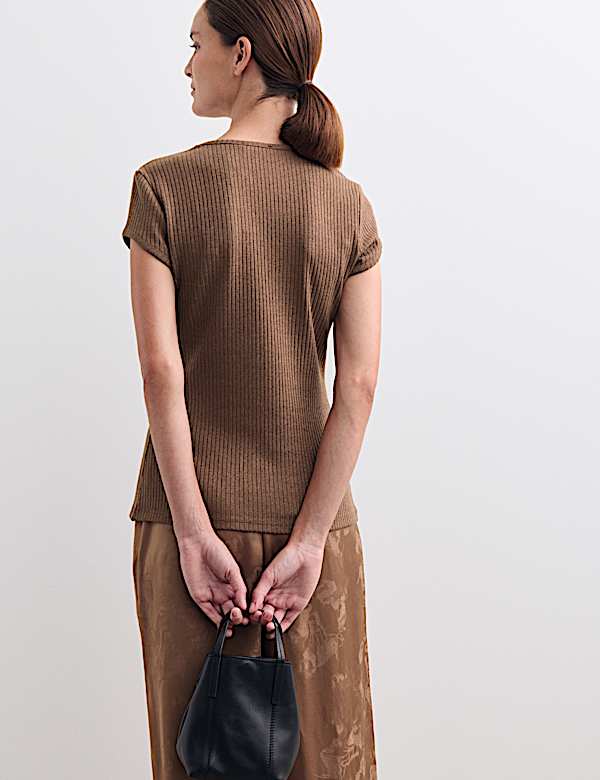 Top de punto de cuello redondo con brillos - ES