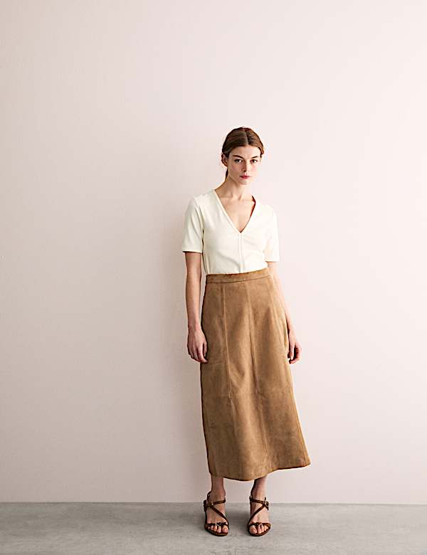 Cotton Modal Blend Jersey V-Neck Top - GR