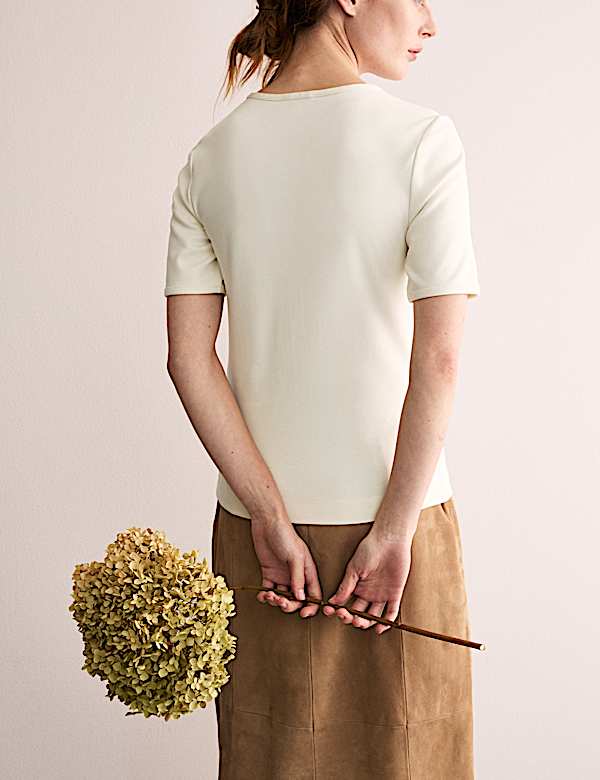 Cotton Modal Blend Jersey V-Neck Top - GR