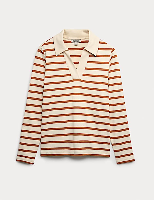Pure Cotton V-Neck Striped Top - CA