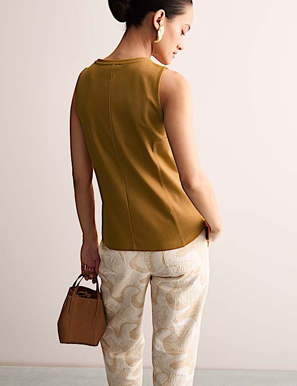 Cotton Modal Blend Shell Top with Stretch - FR