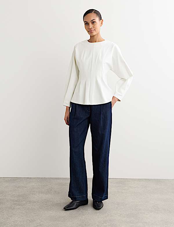 Round Neck Top | IVORY | Tops | M&S GR