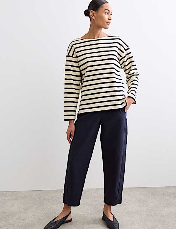 Pure Cotton Slash Neck Relaxed Top - BE