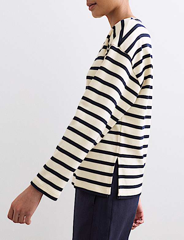 Pure Cotton Slash Neck Relaxed Top - BE