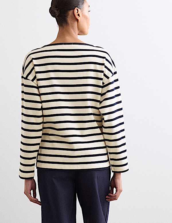 Pure Cotton Slash Neck Relaxed Top - BE