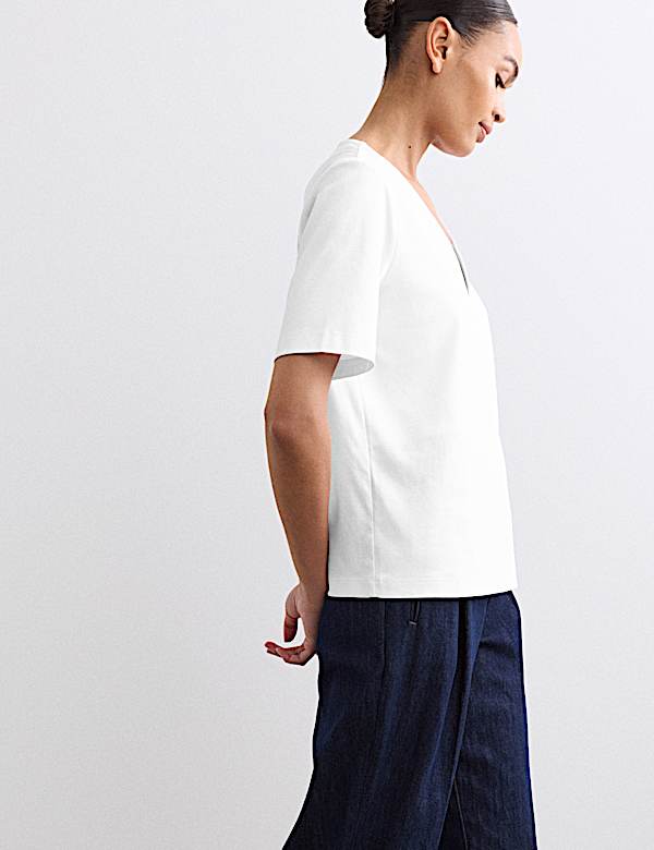 Pure Cotton V-Neck Boxy Top - AU
