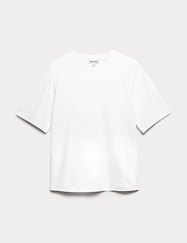 T-shirt met ronde hals van een katoen-modalmix - BE