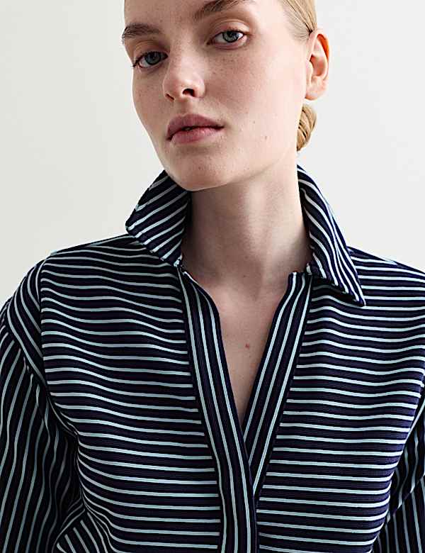 Pure Cotton Striped Polo Top - CH