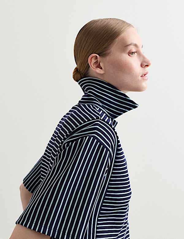 Pure Cotton Striped Polo Top - CH