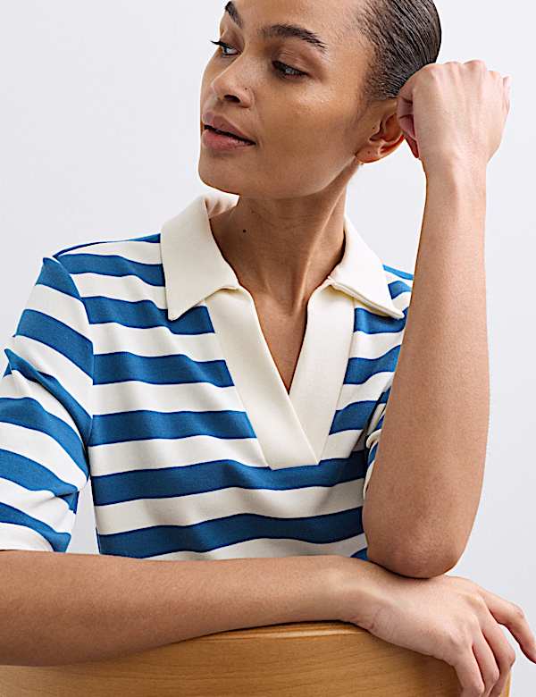 Cotton Modal Blend Striped T-Shirt - CA