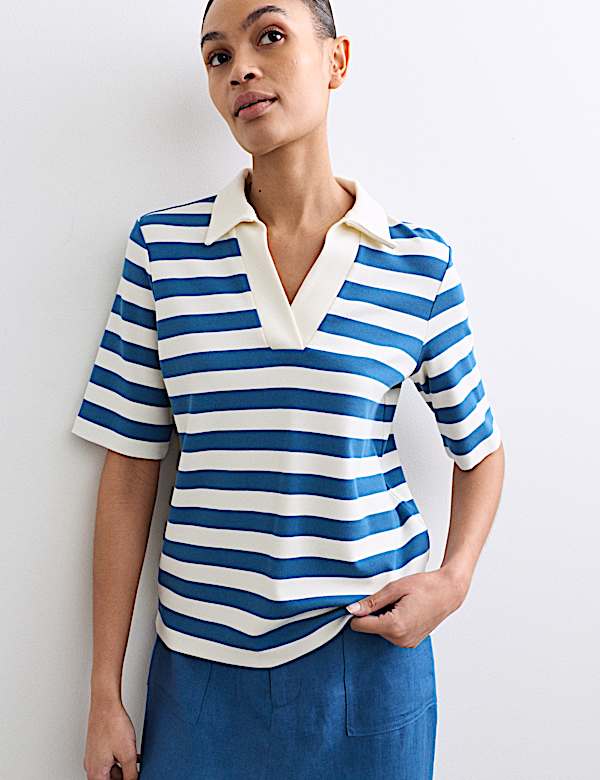 Cotton Modal Blend Striped T-Shirt - CA