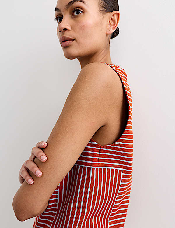 Pure Cotton Striped Ribbed Vest Top - CH