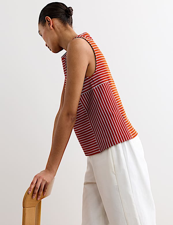 Pure Cotton Striped Ribbed Vest Top - CH