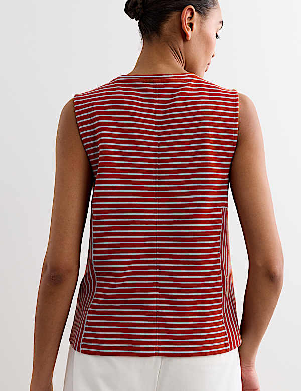 Pure Cotton Striped Ribbed Vest Top - CH