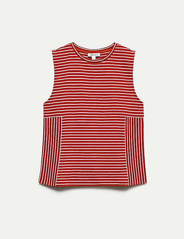 Pure Cotton Striped Ribbed Vest Top - CH