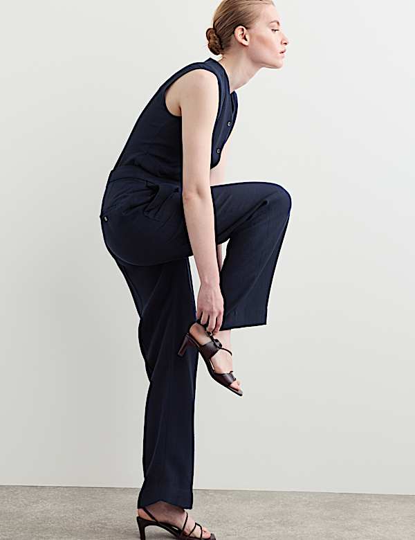 Textured Straight Leg Trousers - IT
