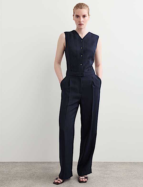 Textured Straight Leg Trousers - IT