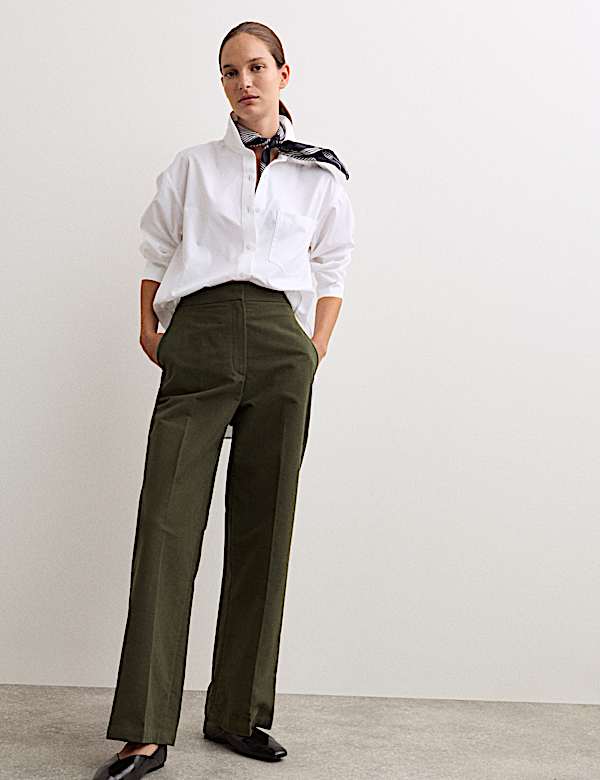 Cotton Rich Straight Leg Trousers - ES