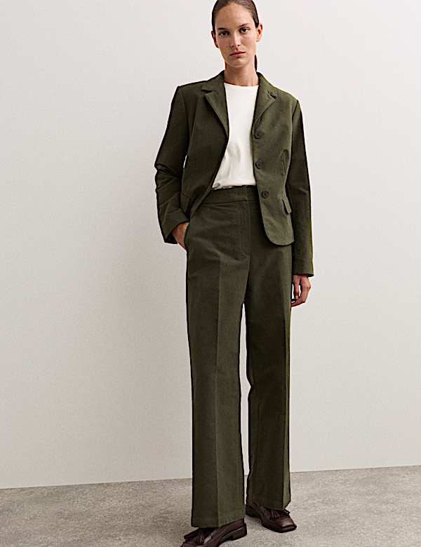 Cotton Rich Straight Leg Trousers - ES