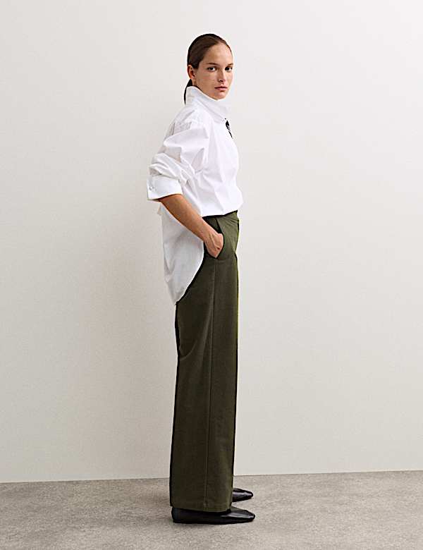 Cotton Rich Straight Leg Trousers - ES