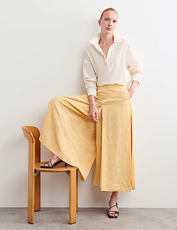 Floral Jacquard Wide Leg Culottes - IT