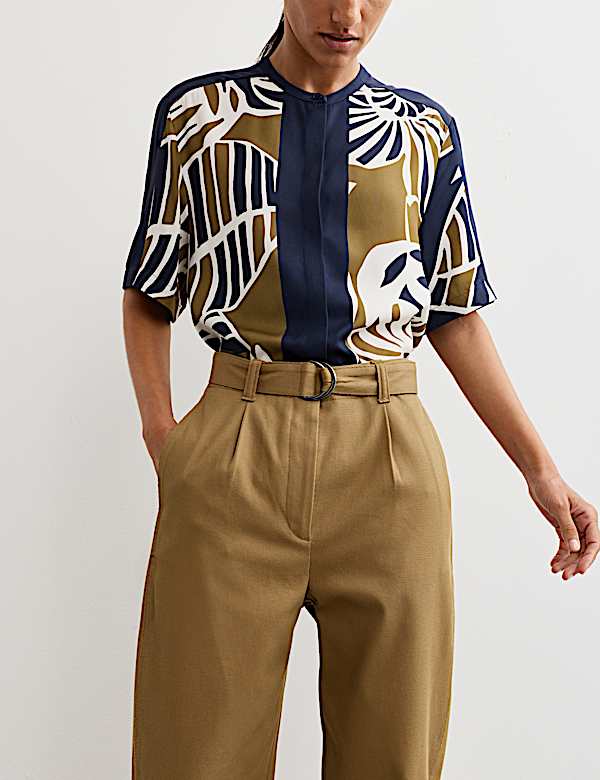 Pantalones de pata de barril de algodón con lino - ES