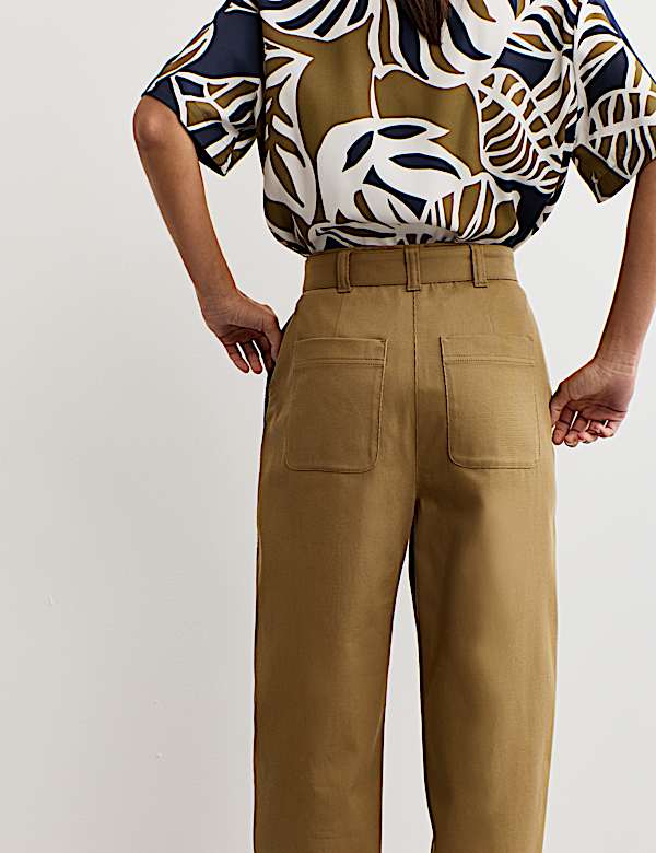 Pantalones de pata de barril de algodón con lino - ES