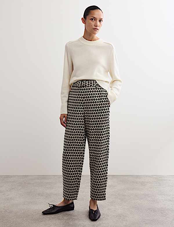 Geometric Jacquard Tapered Trousers - ES