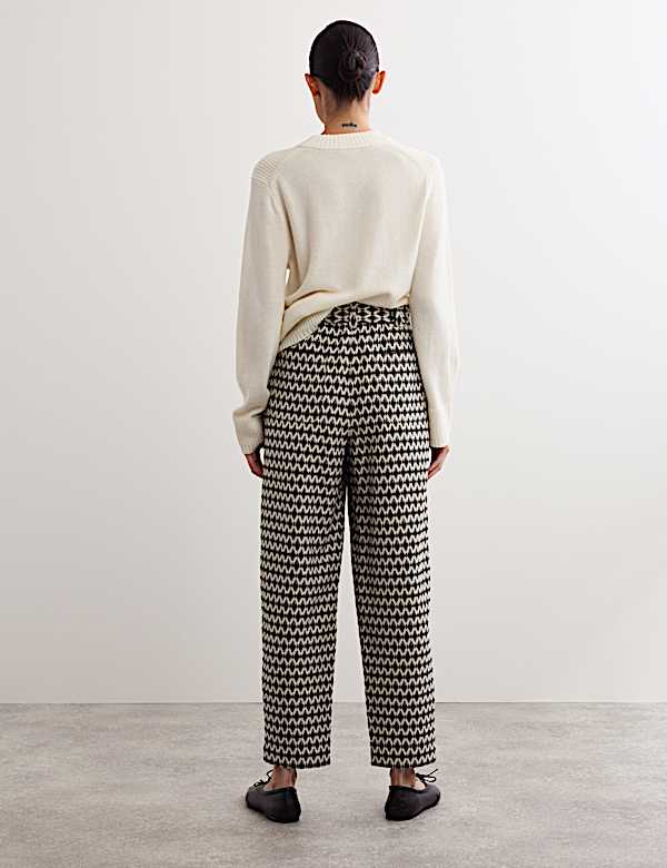 Geometric Jacquard Tapered Trousers - ES