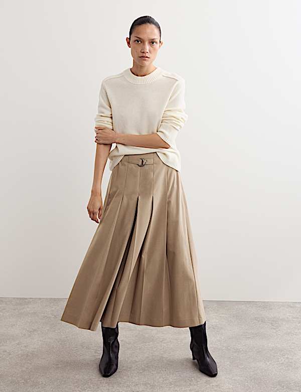 Jupe-culotte plissée avec laine - FR