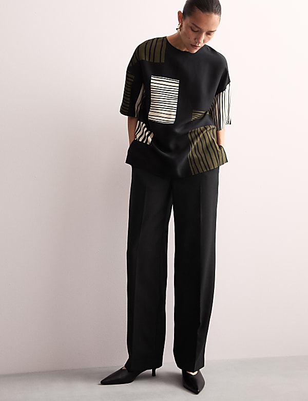Pure Wool Straight Leg Trousers - GR