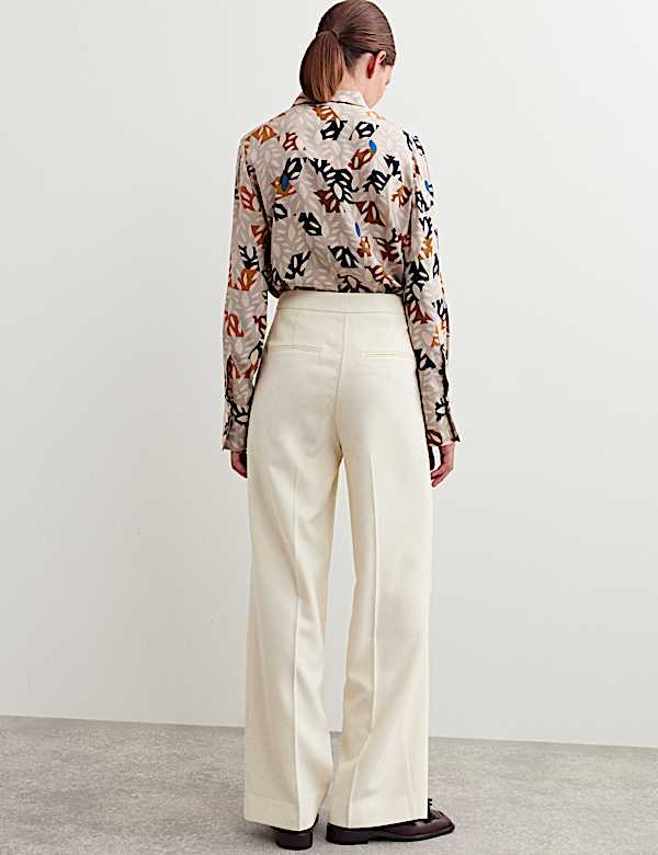 Pure Wool Crepe Wide Leg Trousers - ES