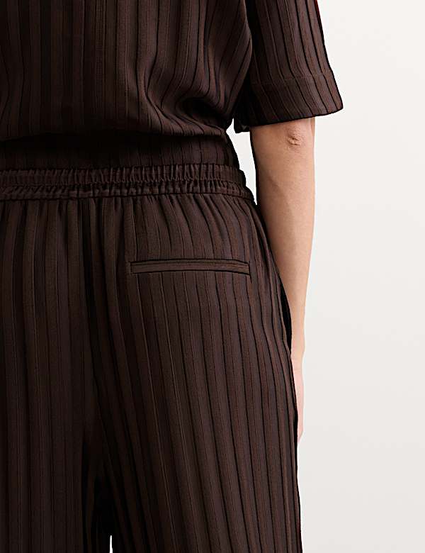 Pantalon textur&eacute; coupe large &agrave; rayures - CA
