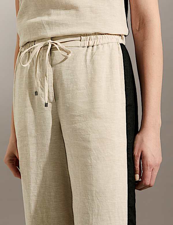 Pantalon coupe large 100&nbsp;% lin &agrave; bande lat&eacute;rale - CA