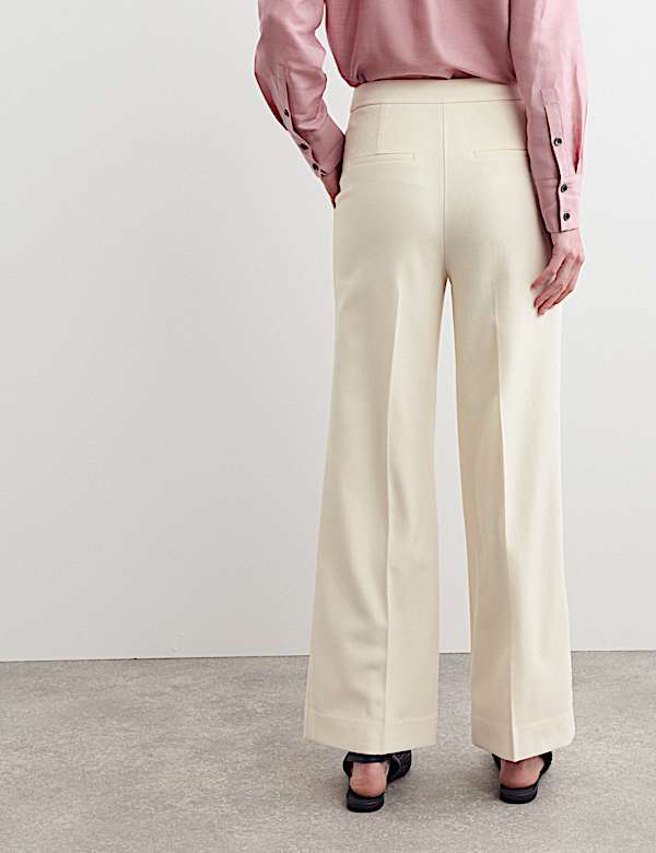 Pure Wool Crepe Wide Leg Trousers - AU