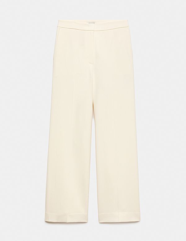 Pure Wool Crepe Wide Leg Trousers - AU